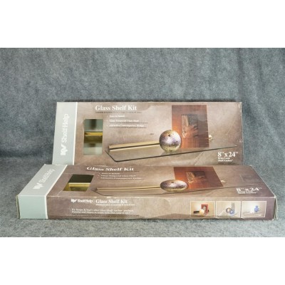 CRL 8" X 24" KV Shelf Help Glass Shelf Kit With Brass Bracket X2   202403650264